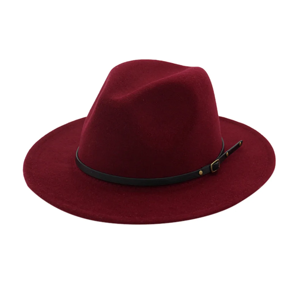 Специальные фетровые шляпы Мужские фетровые шляпы с поясом женские винтажные шляпы Трилби Шерсть Fedora теплая джазовая шляпа Chapeau Femme feutre# p5