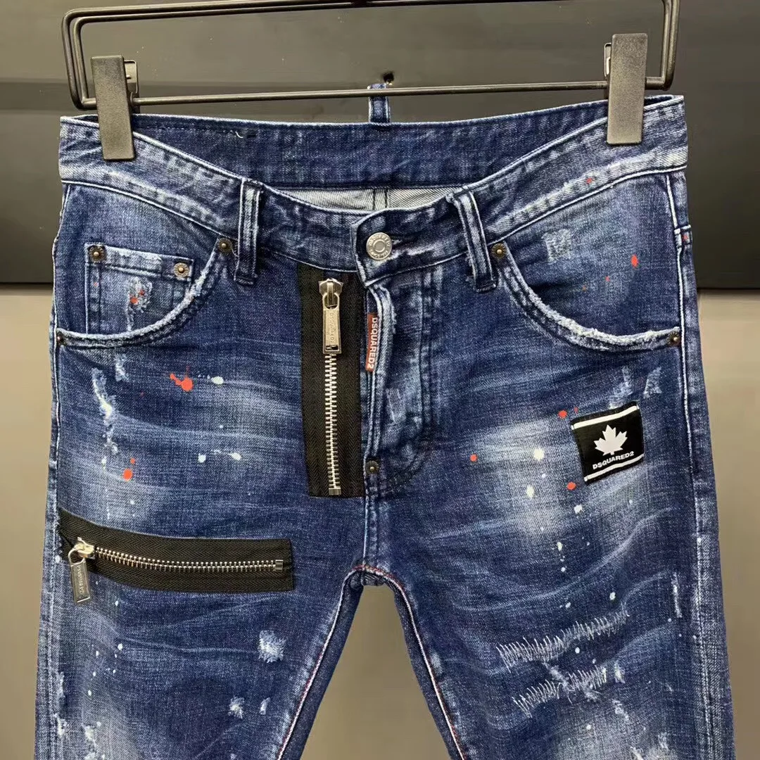Free Shipping 100% Cotton classic,Authentic,DSQUARED2,Retro,Italian brand  Men Zipper Jeans,locomotive,Jogging jeans,DSQ2|Jeans| - AliExpress