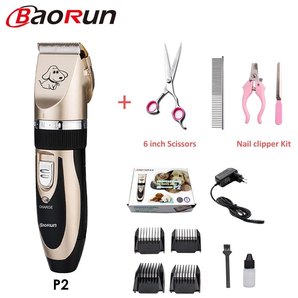 P2 Add KIT-B Baorun P2 кусачки для собак, профессиональная машинка для стрижки домашних животных, кошек, триммер, набор, перезаряжаемая машинка для стрижки кошек, бритва для домашних животных - Цвет: P2 Add KIT-B