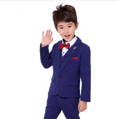 Formal wedding Flowers Boys Suit Blazer Kids Party children Tuxedo jacket Vest Pant 3pcs clothes Children Prom Ceremony Costume - Цвет: vest pant coat