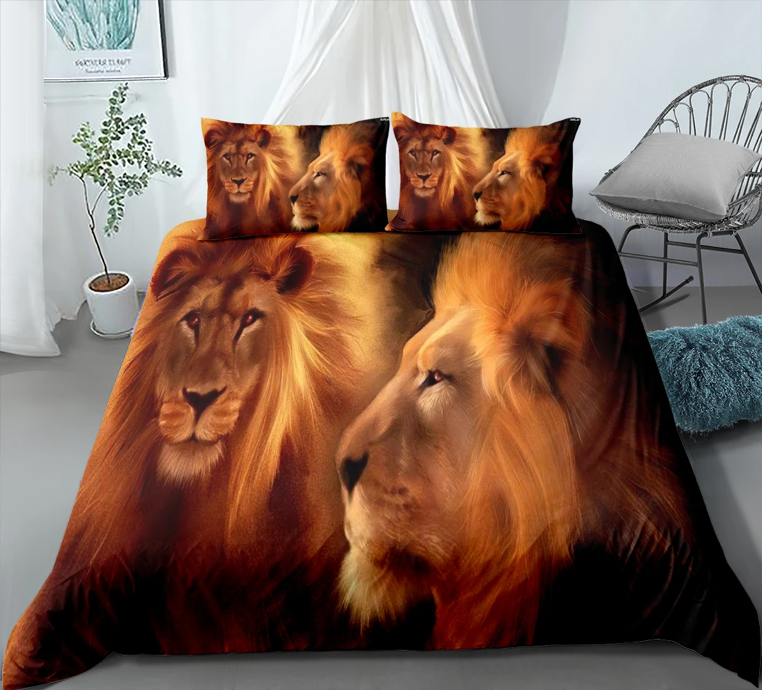 3d Colorful Tiger/Lion Bedding Set Stylish Comfortable Down Bedding Set Children Bedding Set Animal Printed Home Textile Set double duvet covers