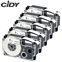 Этикетка CIDY 5pks XR-9WE XR 9WE XR9WE 9 мм черный на белом лента картридж совместимый для EZ принтер этикеток с оптическими зумом Casio KL-60-L KL-120L KL-100