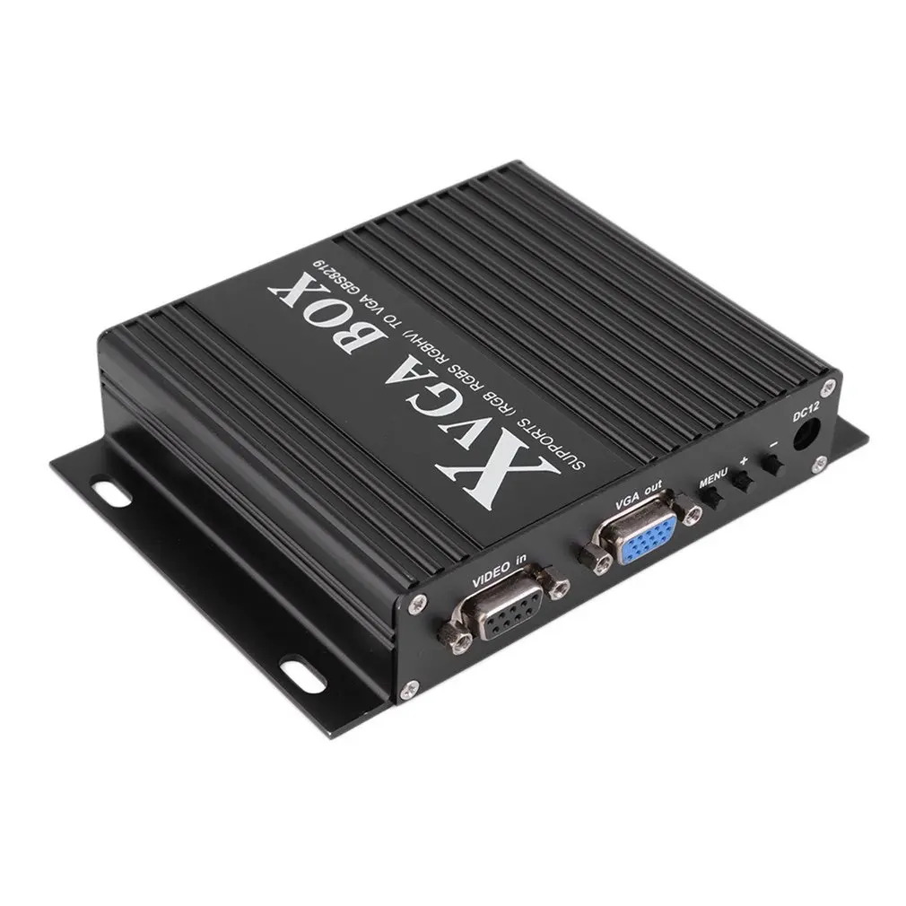 XVGA Box RGB RGBS RGBHV MDA CGA EGA to VGA Industrial Monitor Video Converter with EU Plug Power Adapter Black NEW Digital