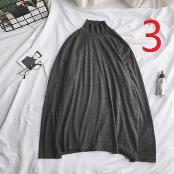 

2019Autumn and winter solid color round neck long-sleeved T-shirt version of the loose trend coat tide 3365