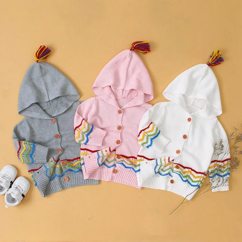 

Autumn Baby Sweaters Cardigans Hooded Full Sleeve Newborn Boys Girls Knitted Jackets & Coats 0-24Month Infant Kids Knitwear Tops
