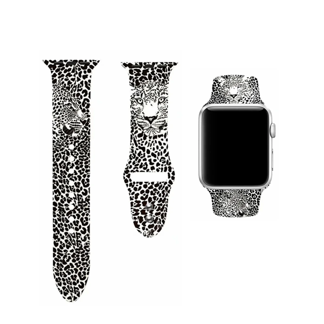 Ремешок для часов Apple watch силиконовый браслет с цветочным принтом и леопардовым