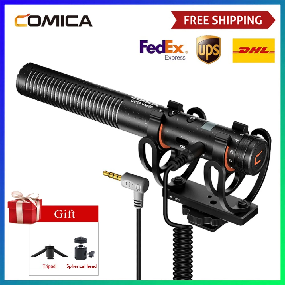 headphones with mic COMICA CVM-VM20 Multi-Functional Super Cardioid Condenser Shotgun Microphone Professional Recording Mic with Bracket gaming mic