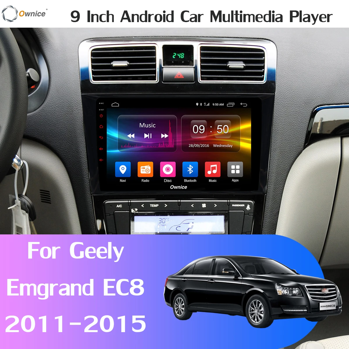 Cheap 360° Panoramic Android 9.0 4G+64G Car Multimedia Player GPS Radio DSP CarPlay Auto for Geely Emgrand EC8 2011-2015 Head Unit 1
