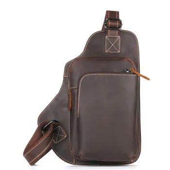 

2019 Vintage Crazy horse Genuine Leather men messenger bag Men Natural Leather Shoulder bag crossbody bag Sling Casual Bag Brown