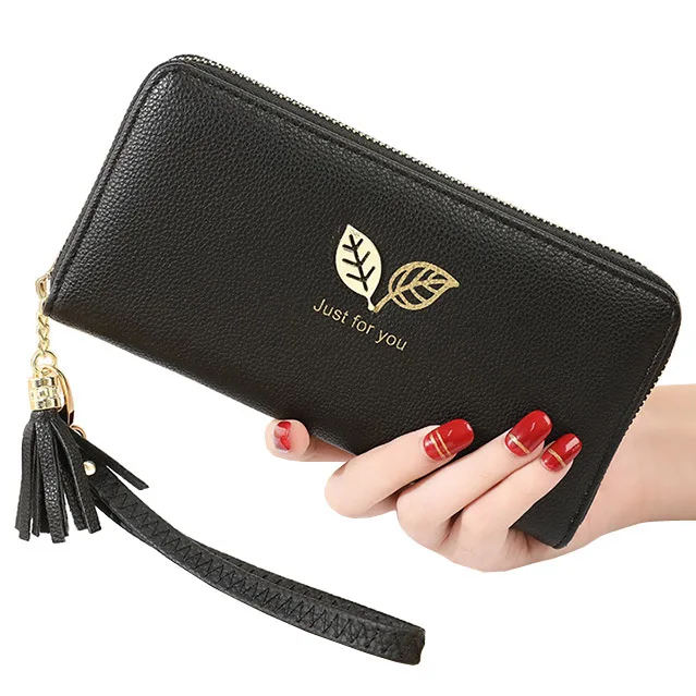 

Fashion Women Wallet Cards Holder Lady Tassels Zipper Money Coin Purse Pocket Wristlet Handbags Leaves Wallets Bags Purses Bag