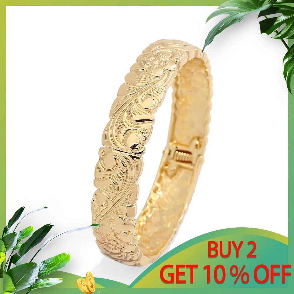 SophiaXuan Big Gold Bangles for Women Female Luxury Brand Statement Jewelry Bangle Bracelet Vintage Metal Wedding Party 2021 New