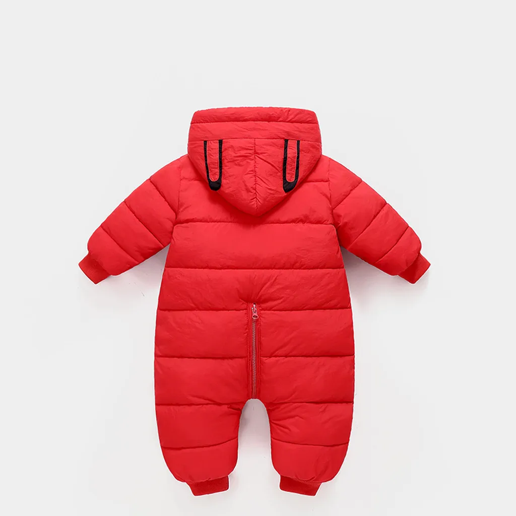 Newborn Infant Baby Boys Girls Winter Warm Thick Romper Jumpsuit Hooded Outfits