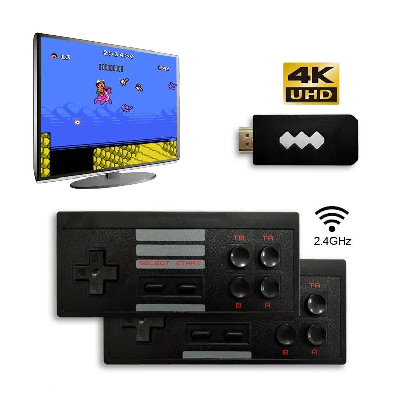 USB Беспроводная портативная ТВ Видео игровая консоль со встроенными 600