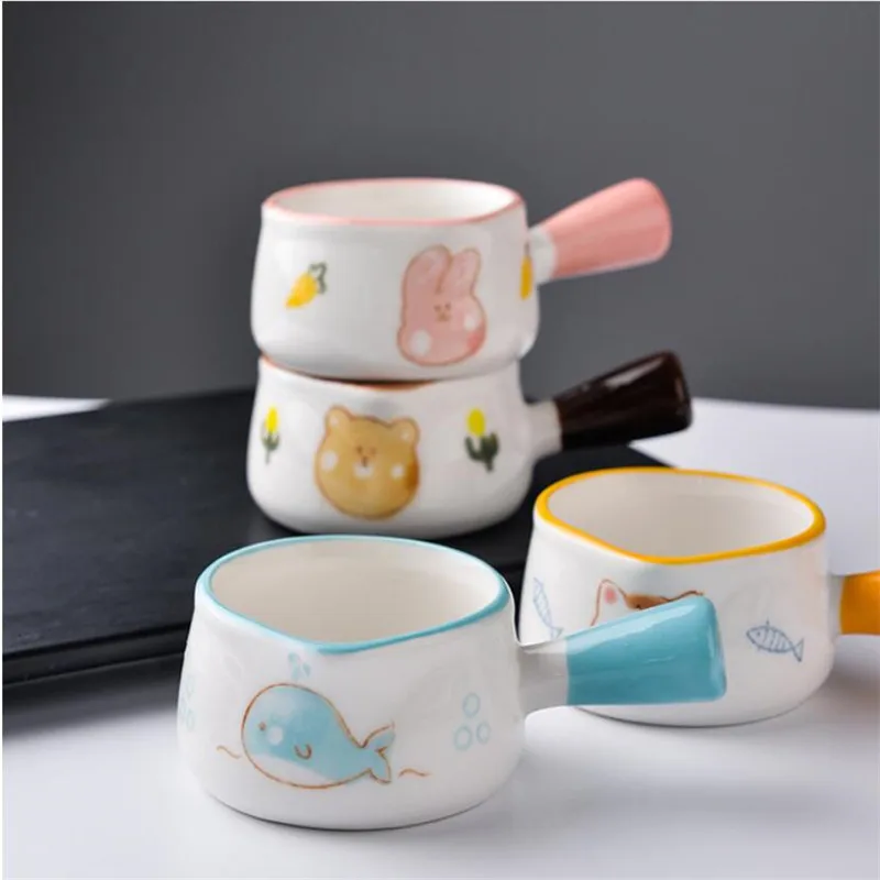 Chic Cute Ceramic Mini Sauce Pan Milk Jug Coffee Pot Fruit Dish Cookware Kitchen Cookware Pot Bowl With Handle Sugar Bowl 1PCS