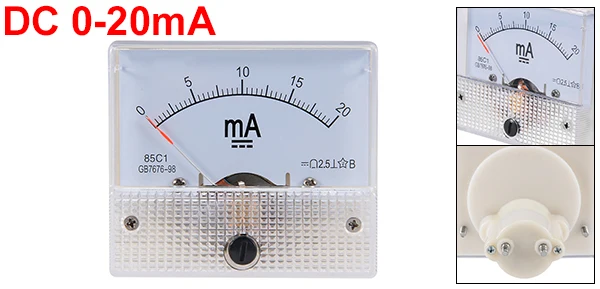 Uxcell 1 шт. 85C1/85C1-A аналоговый ток Панель метр DC 1mA/20mA/30mA/1A/2A Амперметр для тестирования цепи Амперметр тестер Калибр - Цвет: DC 20mA