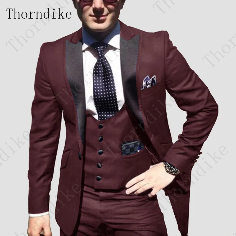 Thorndike новейший дизайн пальто брюки зеленый мужской Костюм приталенный 3 предмета смокинг стильные костюмы для жениха на заказ Выпускной вечерние Блейзер Terno