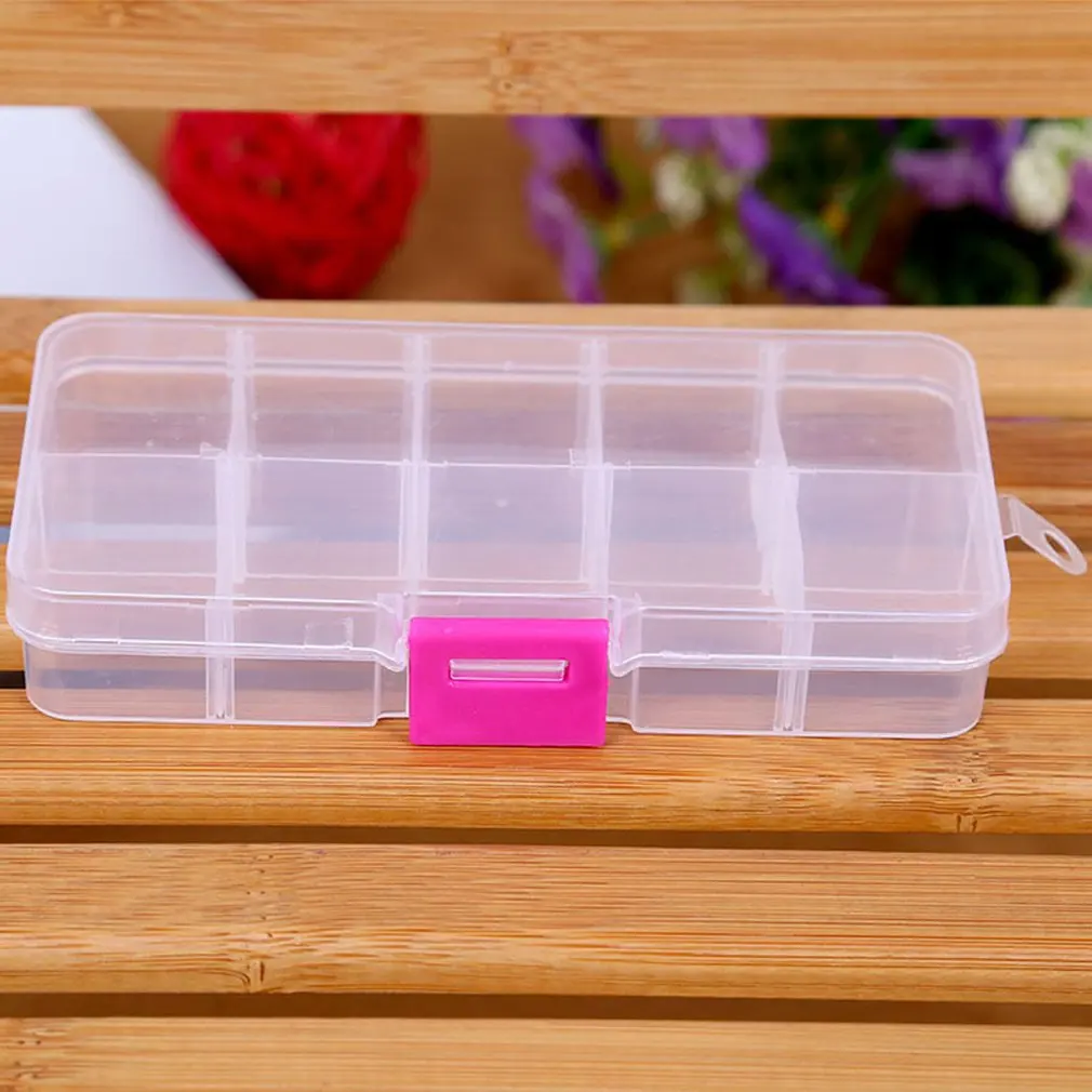 10 Grids Plastic Storage Box for Small Component Jewelry Tool Box Bead Pills Organizer Nail Art Tip Case