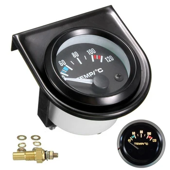 

Water Temp Car Gauge 2" 52mm 40~120 Celsius / 100~250 Fahrenheit Temperature 12V Auto Instrument Black Bezel LED Universal