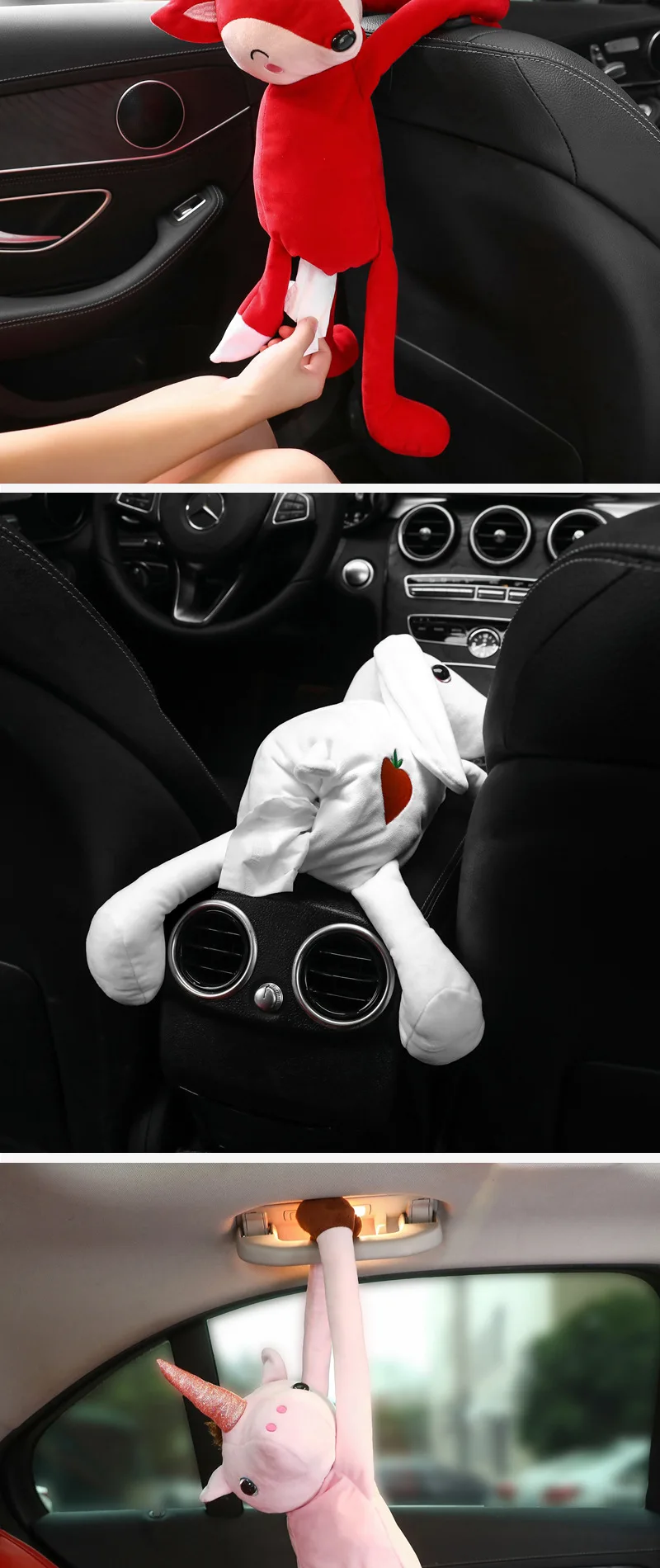 Creative Cartoon Tissue Box Car Hanging Trays Stuff Animal Tissue Napkin Paper Box napkin holder Car Supplies Accessories