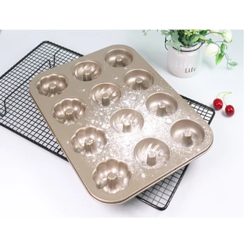 

3-in-1 Round Cupcake Pan Muffin Tray Cupcake Mold Muffin Pan Carbon Steel Baking Pan Non Stick Bakeware Biscuit Pan For Kitchen