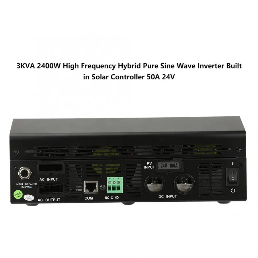 3KV 2400 Вт синус инвертор высокочастотный инвертор Гибридный инвертор с чистым синусом и встроенный 50A 24V блок управления установкой на солнечной батарее