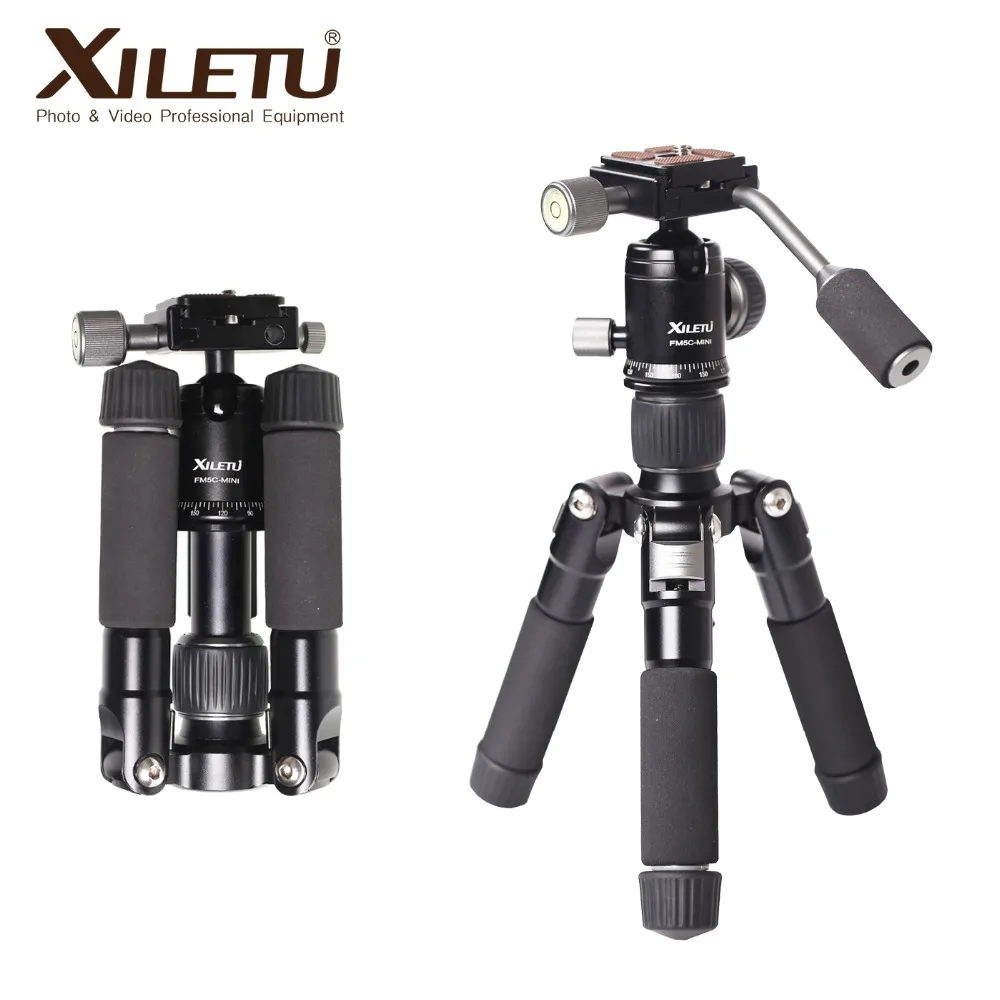 XILETU FM5C-MINI Aluminum Mini Tripod Ball Head Digital SLR Camera Tabletop Stand Lightweight Deskt