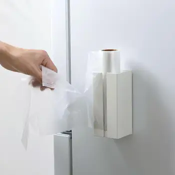 

OTHERHOUSE Iron Shelf Cling Film Storage Rack with Magnet Kitchen Organizer Washer Fridge Mounted Sundries Roll Paper Holder