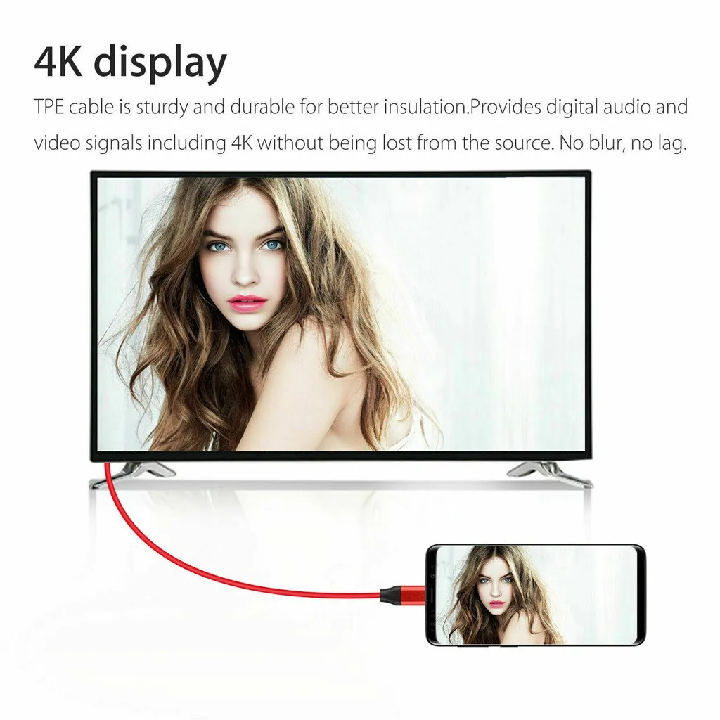 4K HDMI к type-C Usb Кабель-адаптер подходит к Samsung Note10/Note10+ type-C USB-C к HDMI HDTV 4K Кабель-адаптер FW3