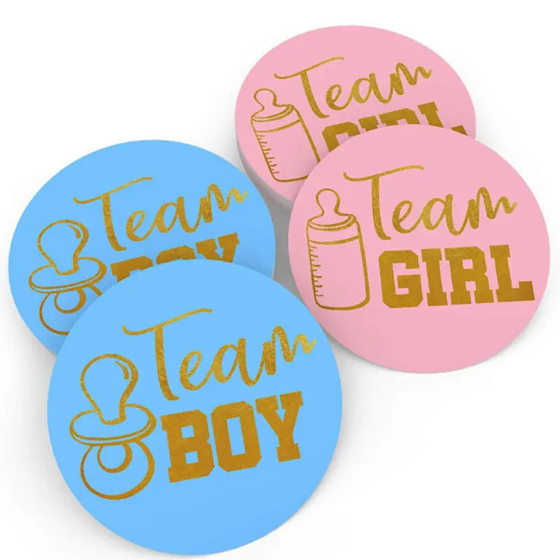 

24pcs 48pcs Team Girl Team Boy Badge Stickers Boy or Girl Vote Ornament Mark DIY Gender Reveal Party Decorations Party Supplies