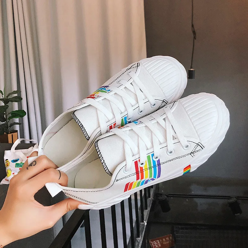 

2020 New Style Shoes Spring Models in Women's Rainbow Canvas Shoes Comfortable Soft Trend WOMEN'S Flat Shoes Online Celebrity Ve