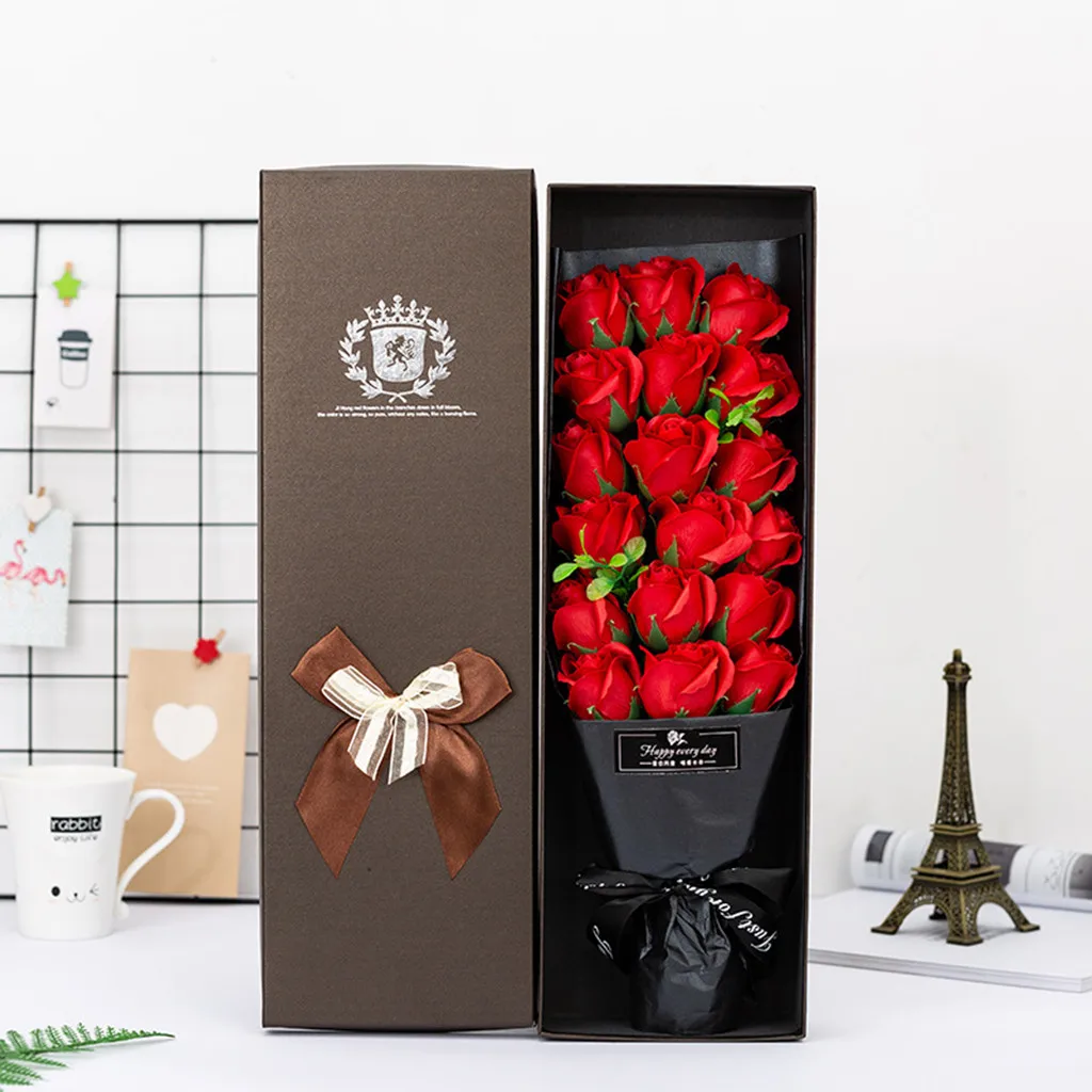 18pcs/set Romantic Rose Soap Flower Heads Artificial Flowers Bathing Petals Box For Valentine's Day Wedding Decoration Gift#NG