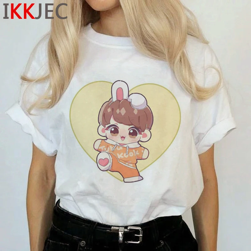 Bangtan Boys Jimin V Harajuku футболка женская Fake Love Ullzang футболка Jungkook J-hope Rm Suga Jin футболка с мультяшным принтом женские футболки