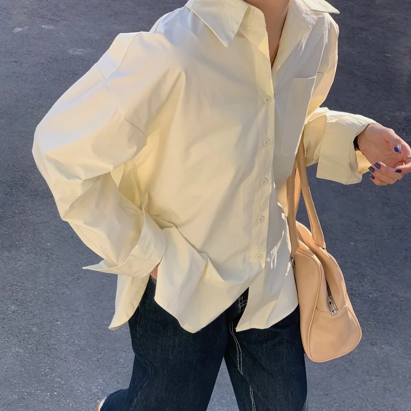 Early 2021 New Korean Loose Polo Collar Long Sleeve Shirt Women's Design Sense of Chic Small Jacket | Женская одежда