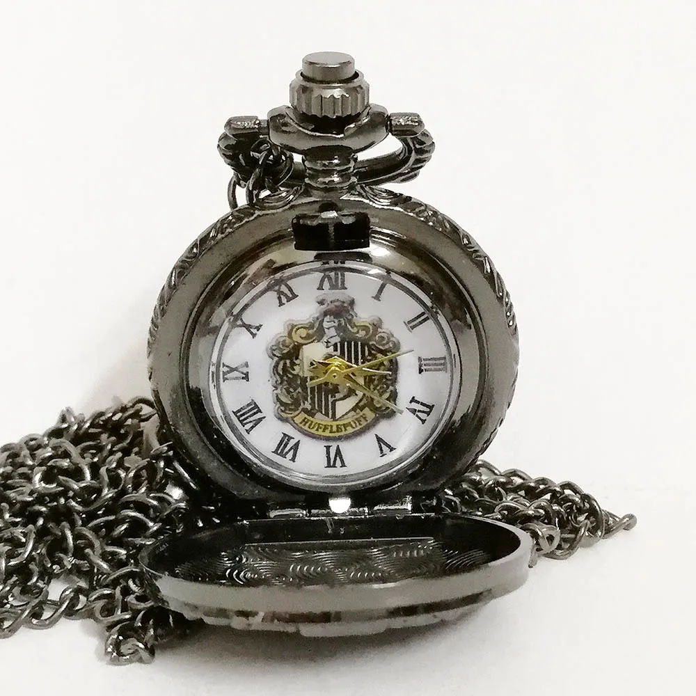 Small Black Badger Черный Ретро hp Hogwarts Gryffindor школьный цветной циферблат кварцевые карманные часы Аналоговые в виде кулона ожерелье Мужские Женские часы Reloj - Цвет: Small Black Badger