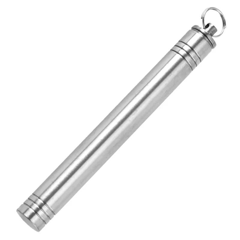 

Titanium Alloy Outdoor EDC Toothpick Bottle Container Waterproof Cigarettes Pill Toothpick Storage Holder Case With Key Ring