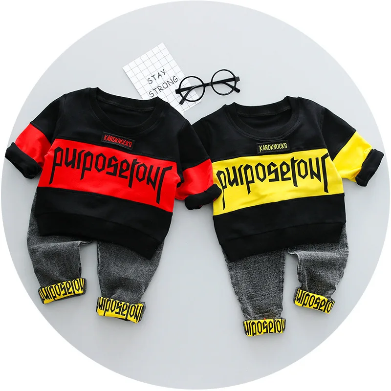 

2018 New Style Spring And Autumn Set Childrenswear Spring Clothing Lettered Two-Piece Set BOY'S Casual CHILDREN'S Sweater