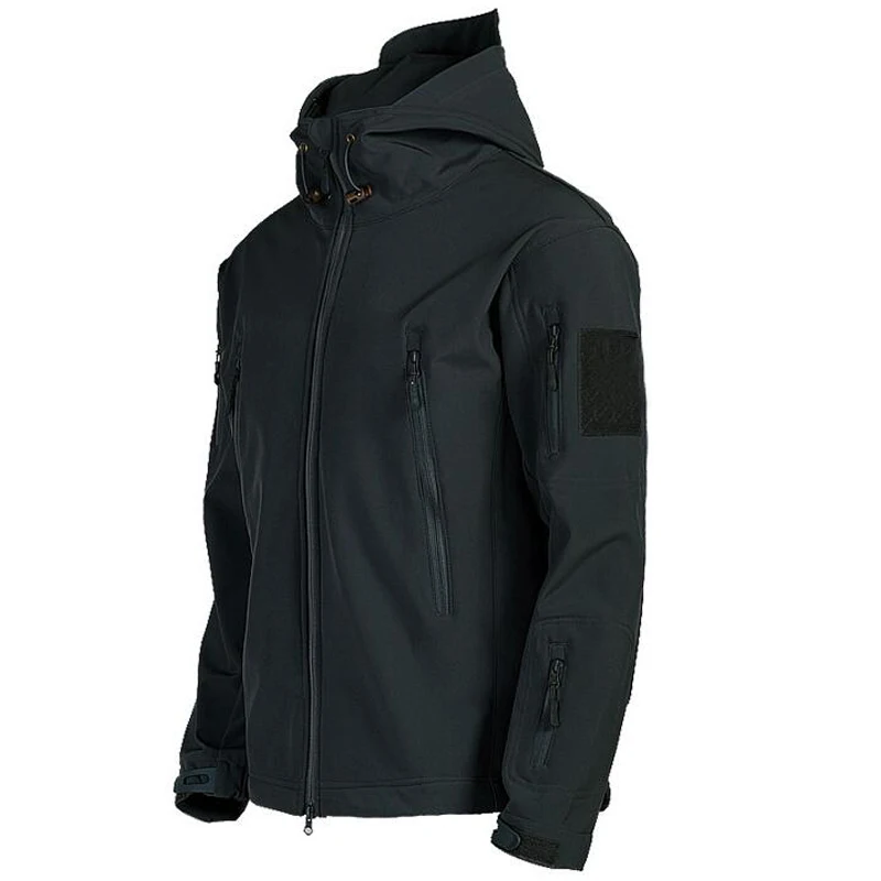 Winter Soft Shell Tactical Jacket Outdoor Fleece Warm Windproof Waterproof Hooded Coats Men Sports Camping Hunting Clothes 4XL