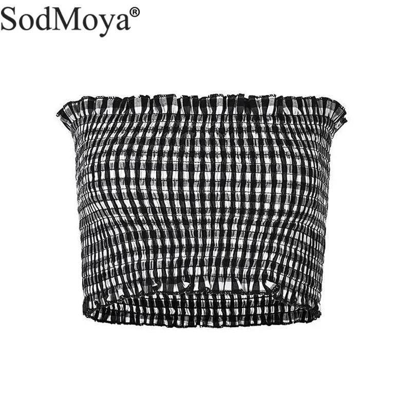 Intimates Tube Tops Повседневная Сексуальная леди Женщины Клетчатая Рубашка Без Бретелек Эластичная Сиська Бандо Бюстгальтер Женское Белье Грудь Обернуть грудь трубочка - Цвет: Black