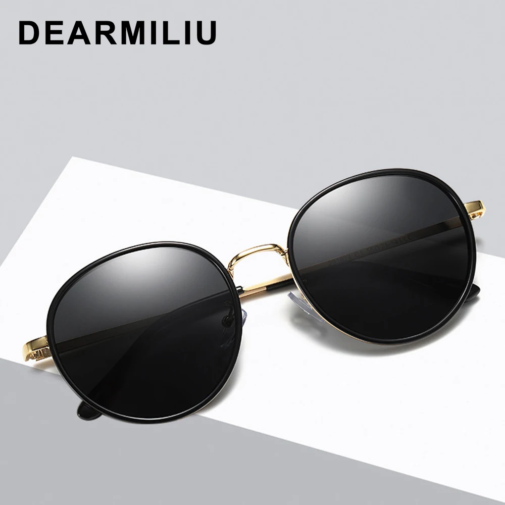 DEARMILIU Модные металлические круглые женские зеркальные солнцезащитные очки Классические винтажные уличные очки мужские очки для вождения Oculos De So