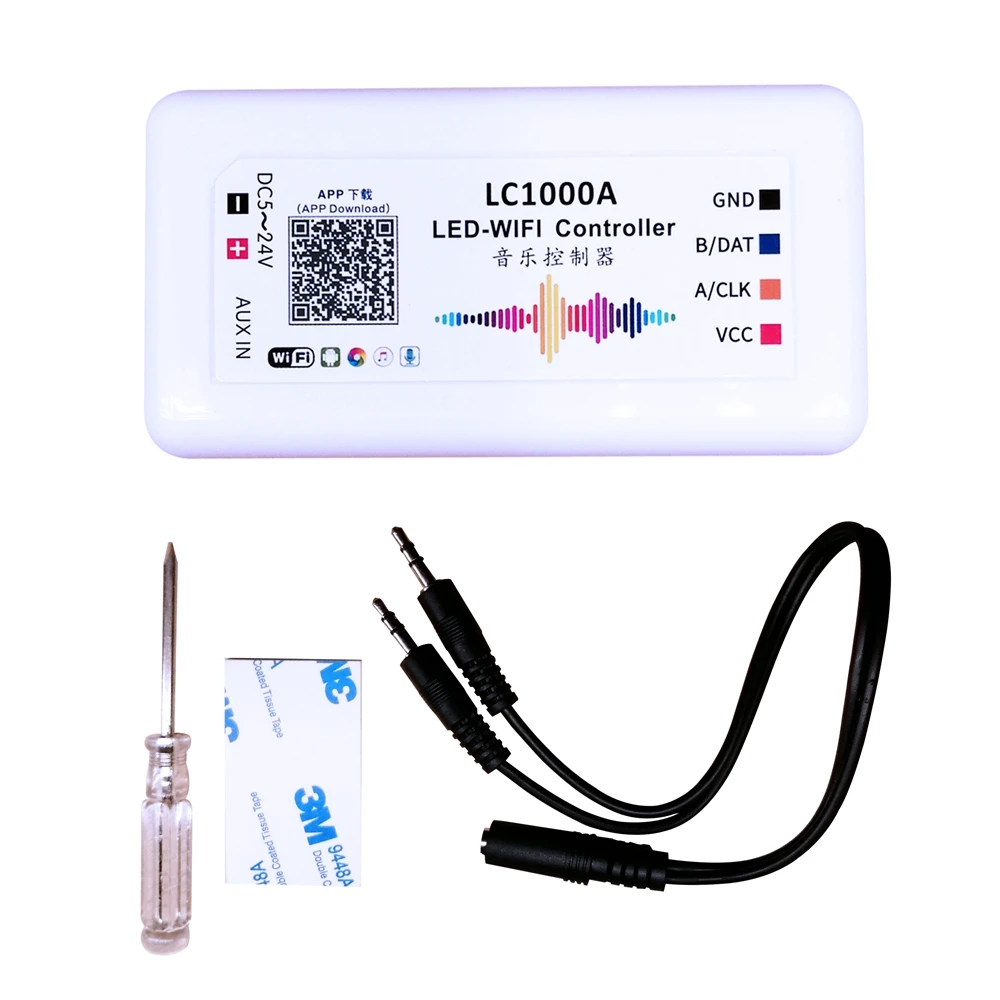 DC5-24V LC1000A Wifi Music Controller Spectrum For Led Digital Individually Addressable Strip 8-1024 Pixel Built-In Microphone digital sa1010b 9khz 1 8ghz spectrum analyzer