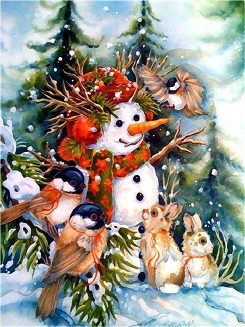 DIY Diamond Painting Landscape Christmas Snowman Cross Stitch Set Full Square Embroidery Mosaic Art Picture Of Rhinestones
