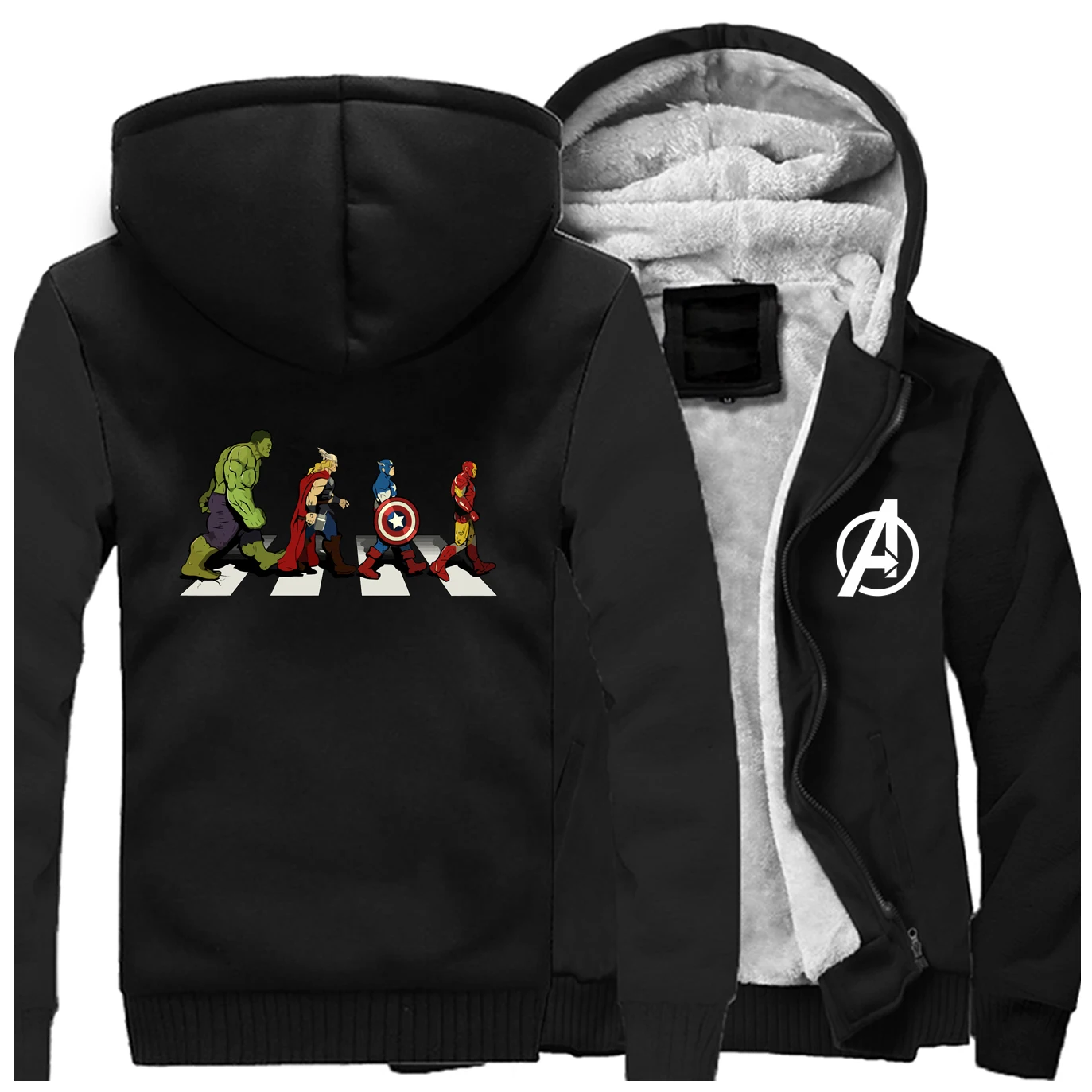 Супергерой, брендовая мужская толстовка с капюшоном Marvel, Мстители, мужские повседневные толстовки, Толстая Толстовка,, Зимняя Мужская Флисовая теплая куртка, уличная одежда - Цвет: Black