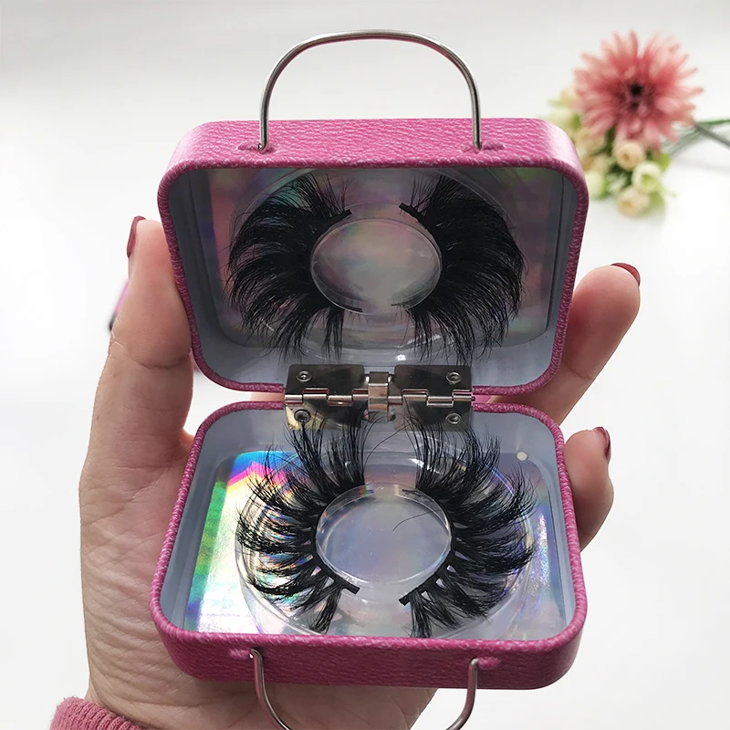 

Hand lashes bag new style eyelashes box stainless steel pink vintage tote bag 10/pieces lot packaging custom logo label