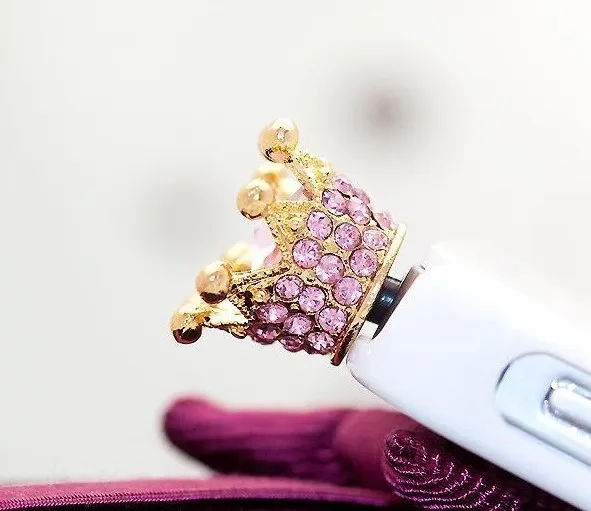 Pink 3,5 мм Стразы Блестящий Циркон Камень Корона модный телефон Пылезащитная заглушка высокого класса мода люкс для заглушка для входа наушников мобильного телефона разъем - Цвет: Pink