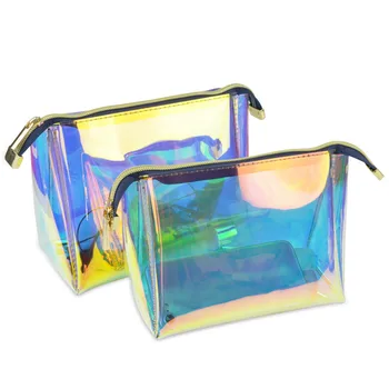 

2019 Fashion Laser Cosmetic Bag Women Makeup Case TPU Transparent Beauty Organizer Pouch Female Jelly Bag Lady Make Up Pouch