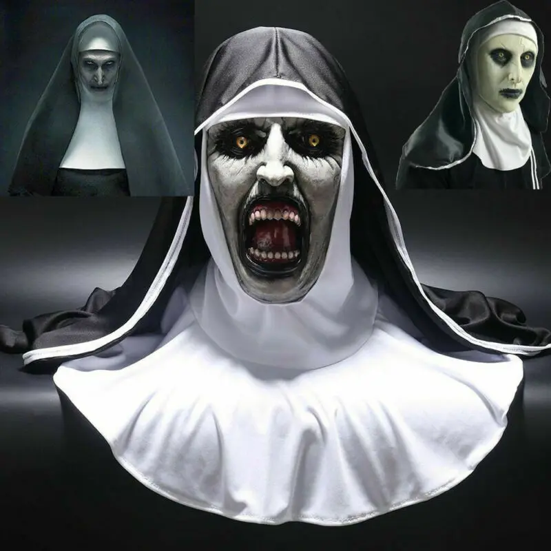 Halloween The Nun Horror Mask Cosplay Valak Scary Latex Masks with Headscarf NEW Nuns Mask