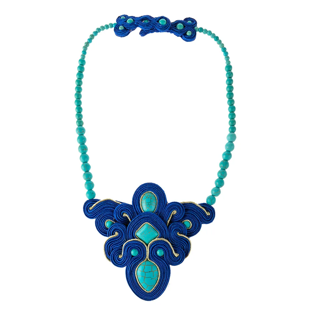KPacTa Soutache ручное вязаное ожерелье бижутерия в этническом стиле женская подвеска ожерелье вечерние Подарок на годовщину свадьбы - Окраска металла: Blue