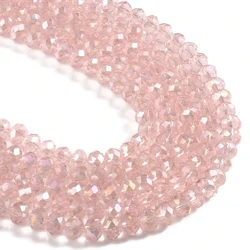 Elegant Faceted Black Crystal Glass Beads for DIY Jewelry and Crafting - Round Rondelle Shape, Various Sizes for Bracelets and Necklaces, Wholesale (Pink)