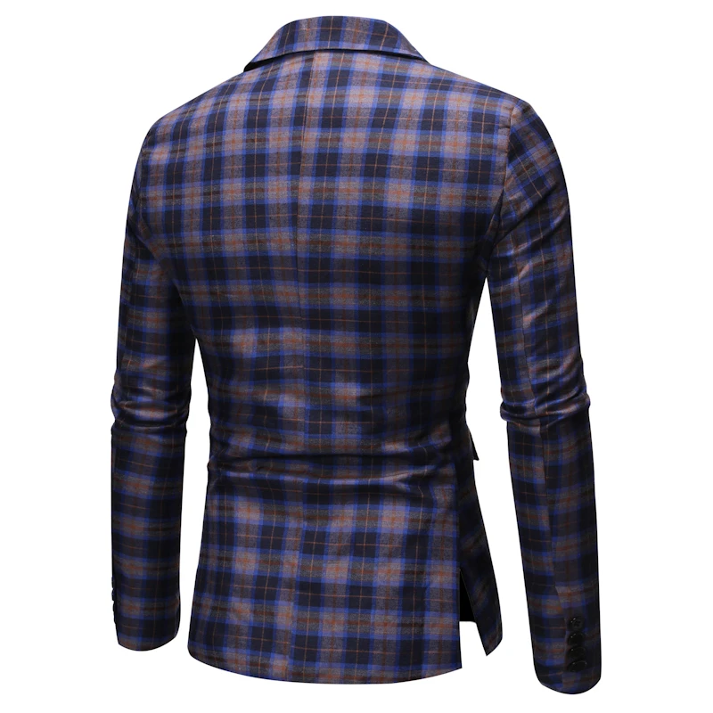 MarKyi модный клетчатый Блейзер masculino slim fit с одной пуговицей повседневный мужской Блейзер пиджак мужской блейзер