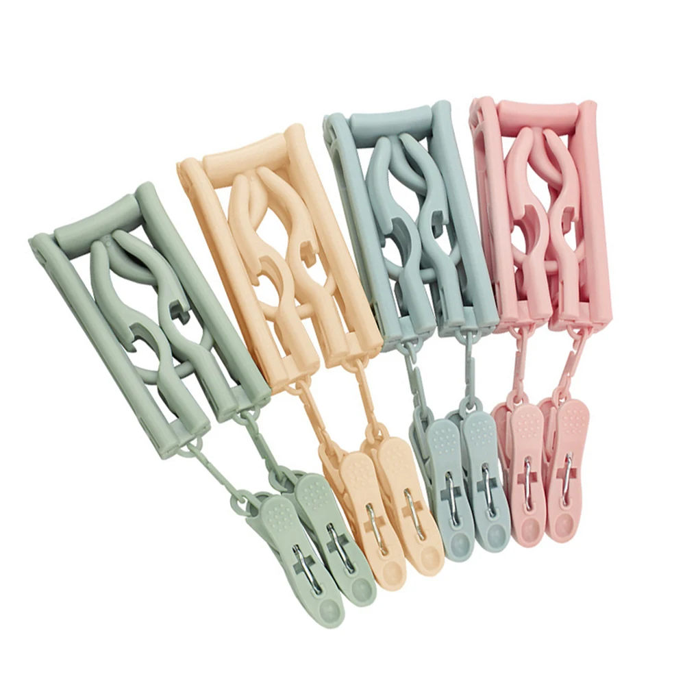 

Foldable Travel Hangers with Clips Portable Folding Clothes Drying Rack Travel Folding Hanger with Clip Plastic Non-slip Hanger